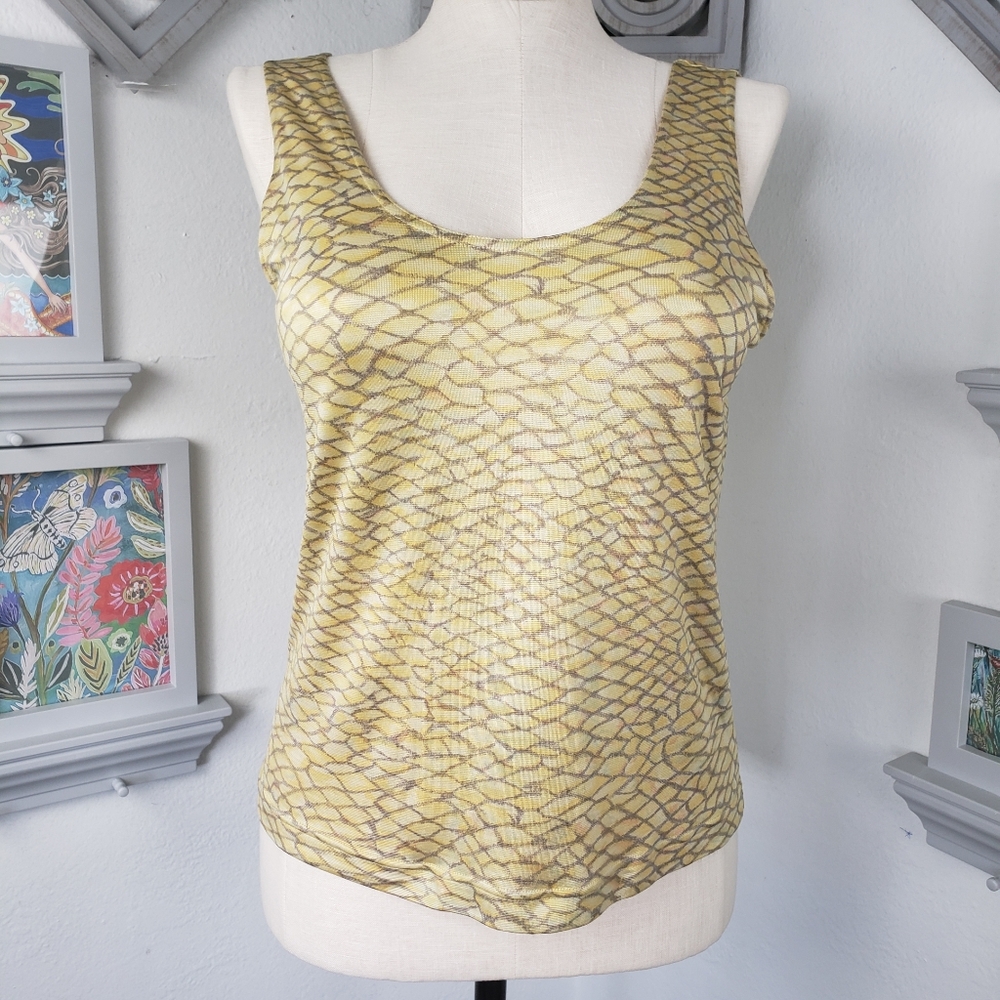 Lillie Rubin Yellow Gray Silk Vintage sz Large